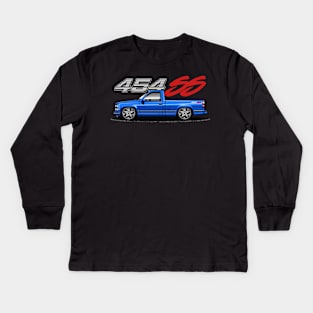 Chevy 454 SS Pickup Truck (Mariner Blue) Kids Long Sleeve T-Shirt